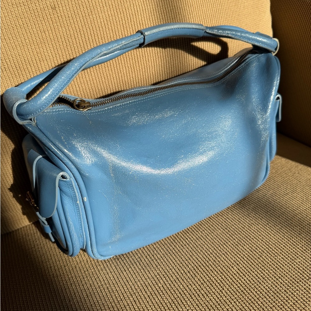 Miu Miu Vintage Side Pouch Blue Lther Handbag-Make me an offer